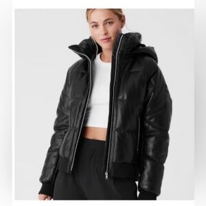 ALO Yoga faux leather Boss Puffer Jacket
